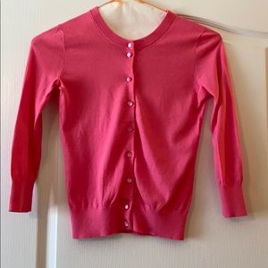 Pink cotton J.Crew cardigan with pearlized button